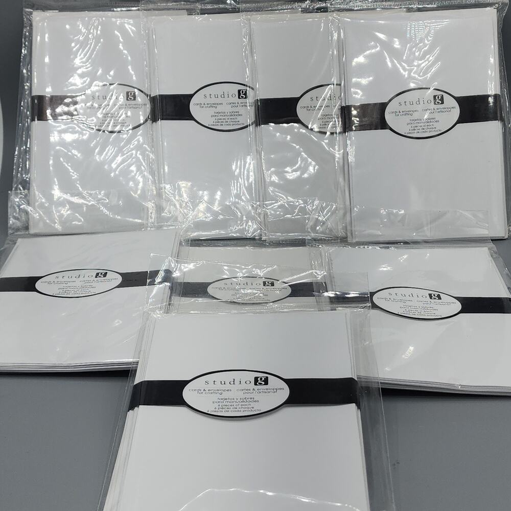 Cards & Envelopes for Crafting Studio G Lot of 8 Packs of 6, 48 Total White 6x4